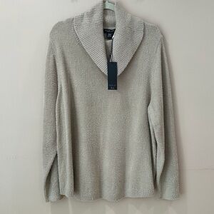 NWT Rachel Zoe Beige Cozy Lite Shawl Collar Pullover Sweater Womens Plus 2X